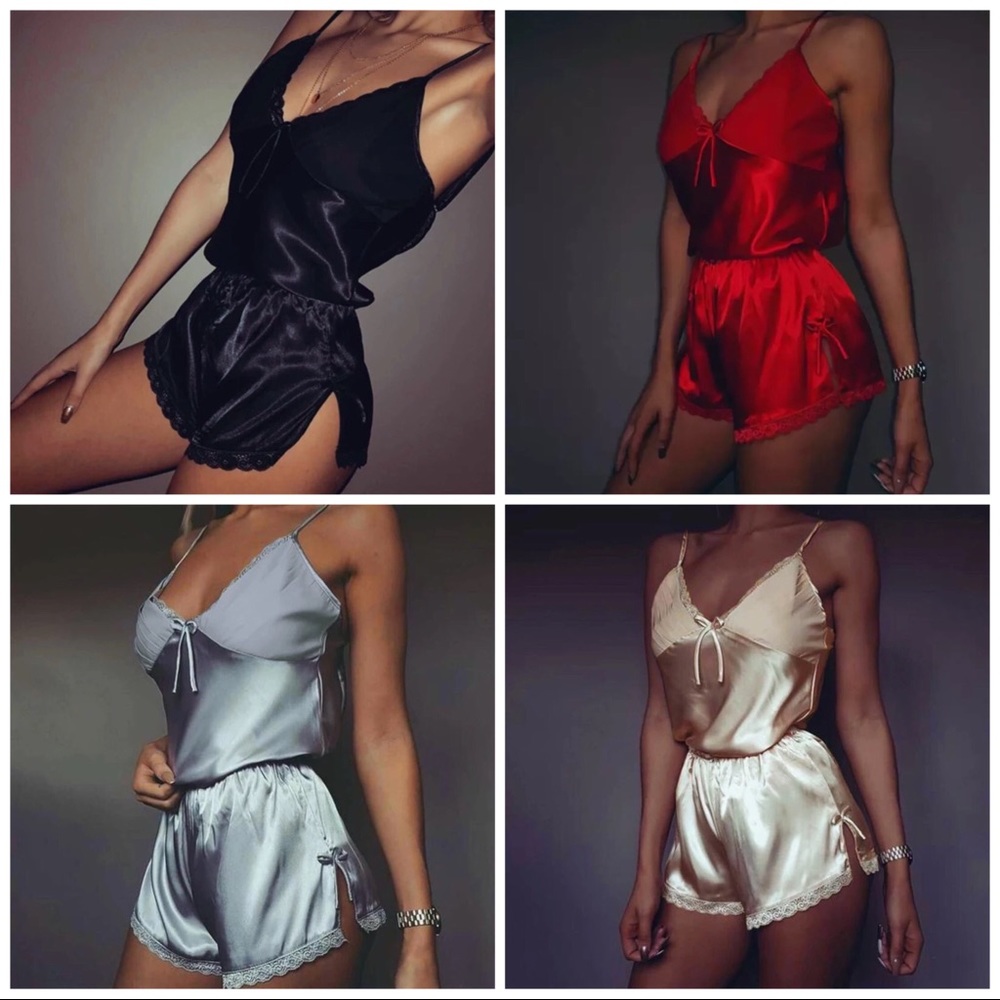 Sleek Satin Two Piece Set - Picture 2 of 4